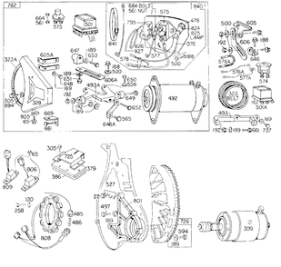 Electric Starter, Misc Elect Diagram and Parts List for 325431-0137-XX  Briggs and Stratton Engine